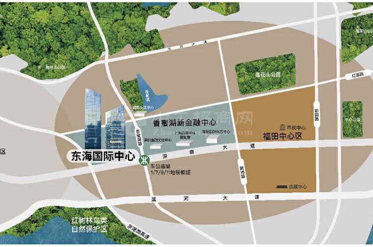 深圳CBD香蜜湖商业核心地段面积1800-4000平米均有8