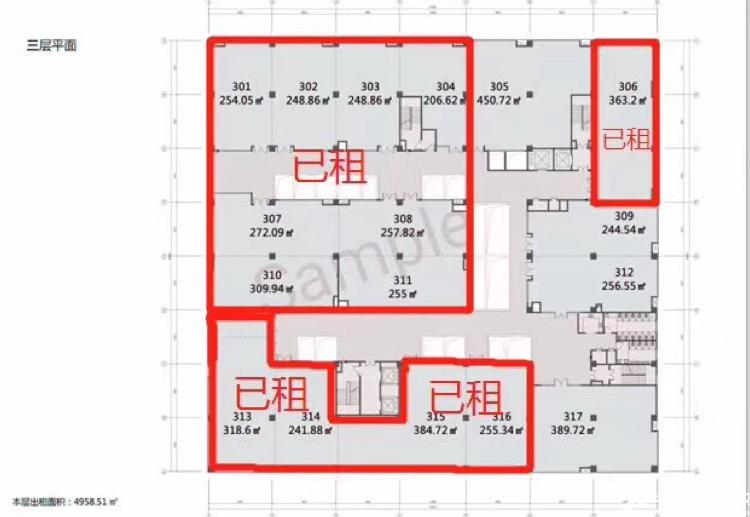 白云大道北地铁站写字楼200-1800平出租3