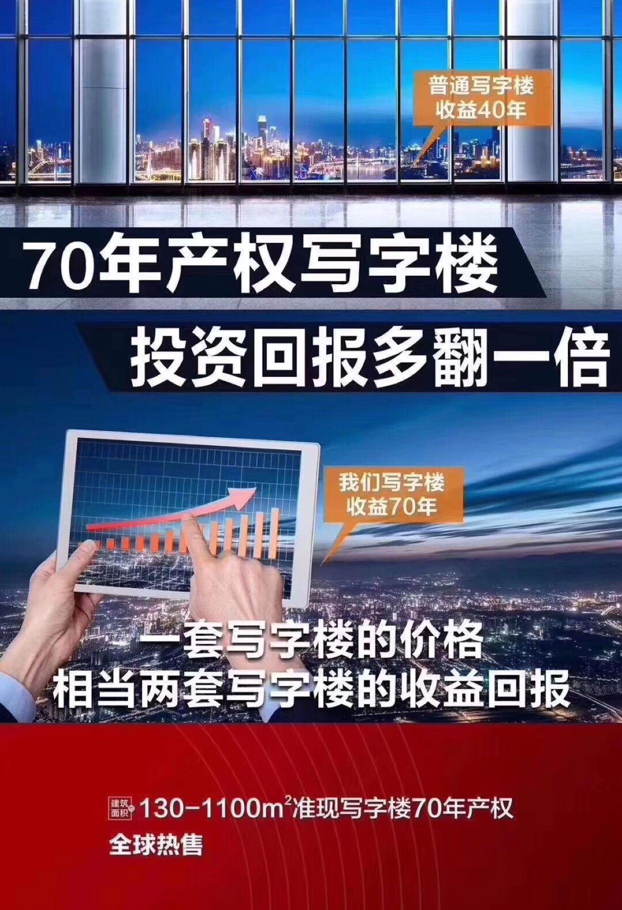 东莞深圳市70年产权写字楼，高大尚写字楼免佣代理7